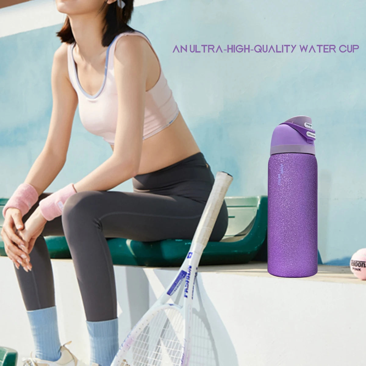 OwaIa diamond violet color,32OZ/945ml outdoor sports water bottle, double-layer vacuum insulated portable drinking cup