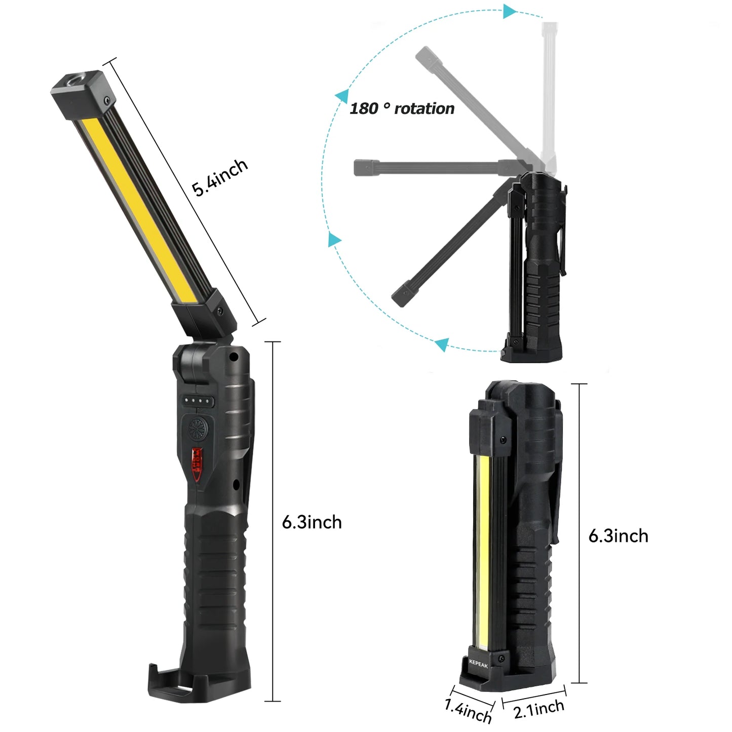 2PCS Rechargeable Camping LED Work Light COB Flashlight With Magnetic Lanterna Hanging Lamp Built-in Battery 7 Lighting Modes