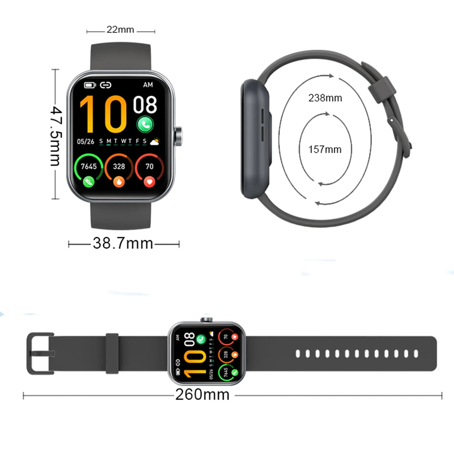Smart Watch(Answer/Make Calls), 1.96" Smartwatches, Fitness Tracker, Sleep Monitor, Pedometer, 100+ Sport Modes, IP68 Waterproof