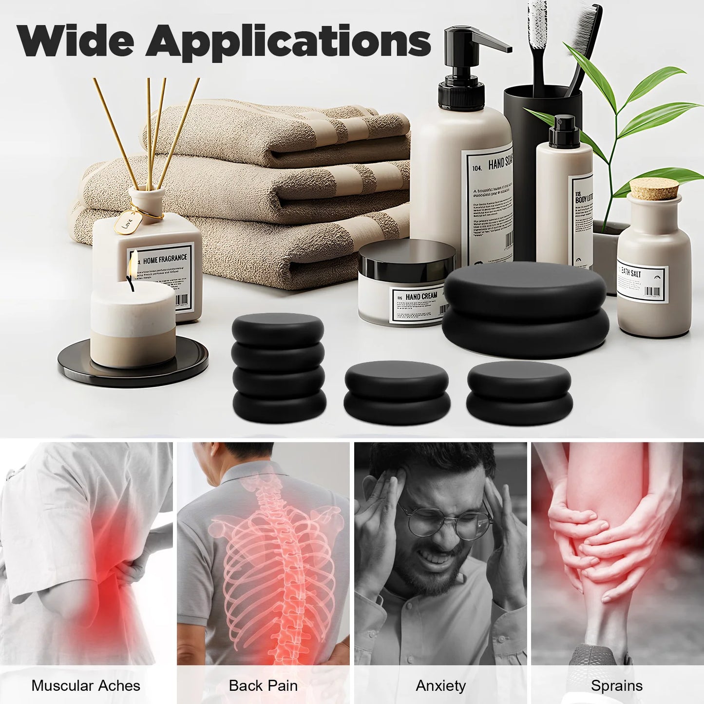 Professional Hot Stone Massage Kit with Heater, 20pcs Natural Volcanic Basalt Stones for Muscle Pain Relief, Home Spa Therapy