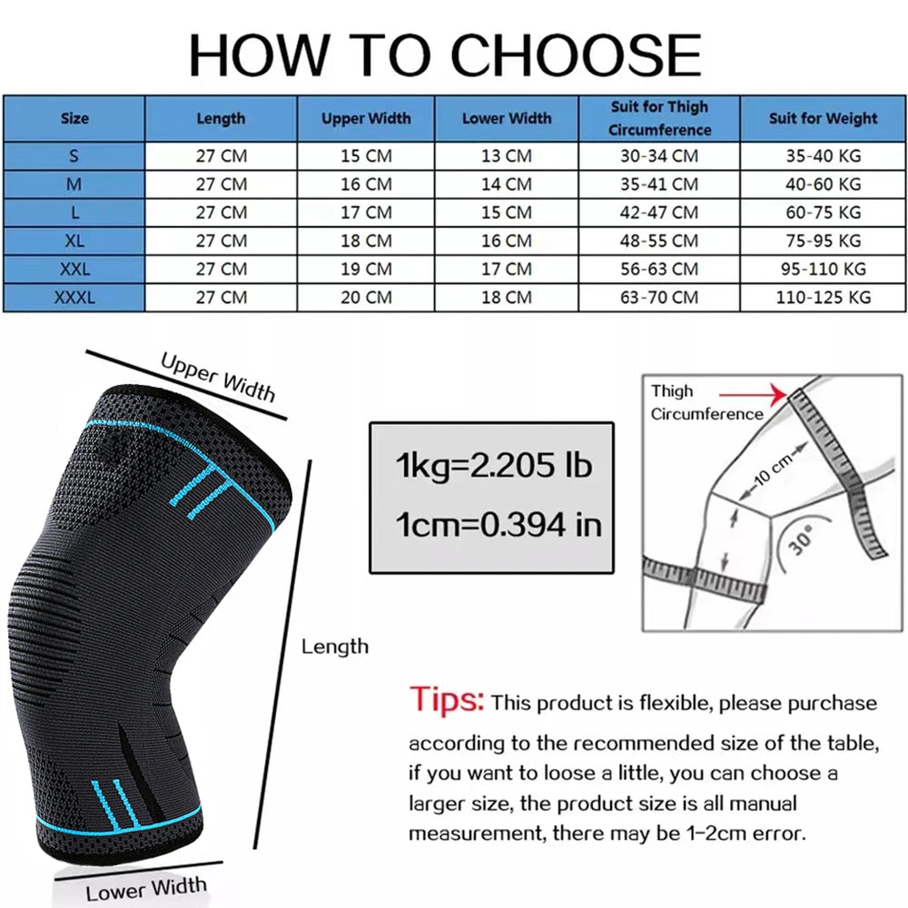 1PCS Compression Knee Support Sleeve Elastic Breathable Nylon Knee Pads Brace Gym Sports Protector Basketball Volleyball Running
