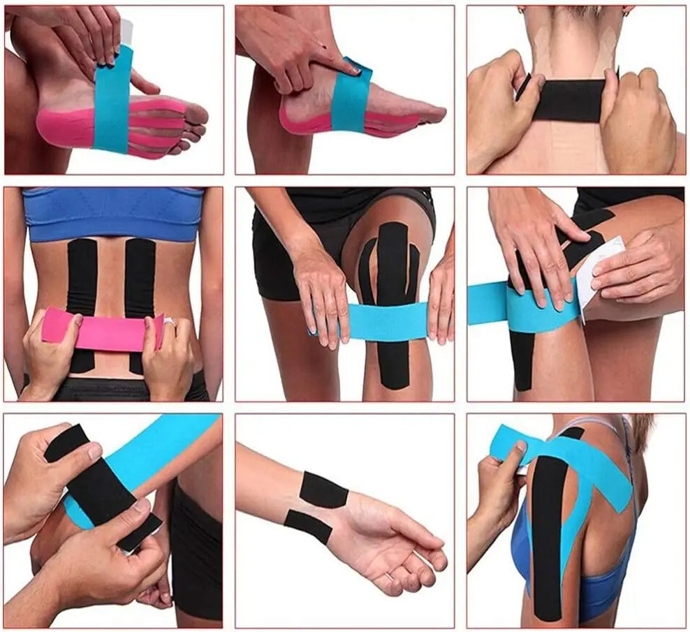 2.5cm*5m Sports Kinesiology Tape Recovery Self Adherent Bandage Wraps Waterproof Cotton Tapes for Muscle Pain Relief