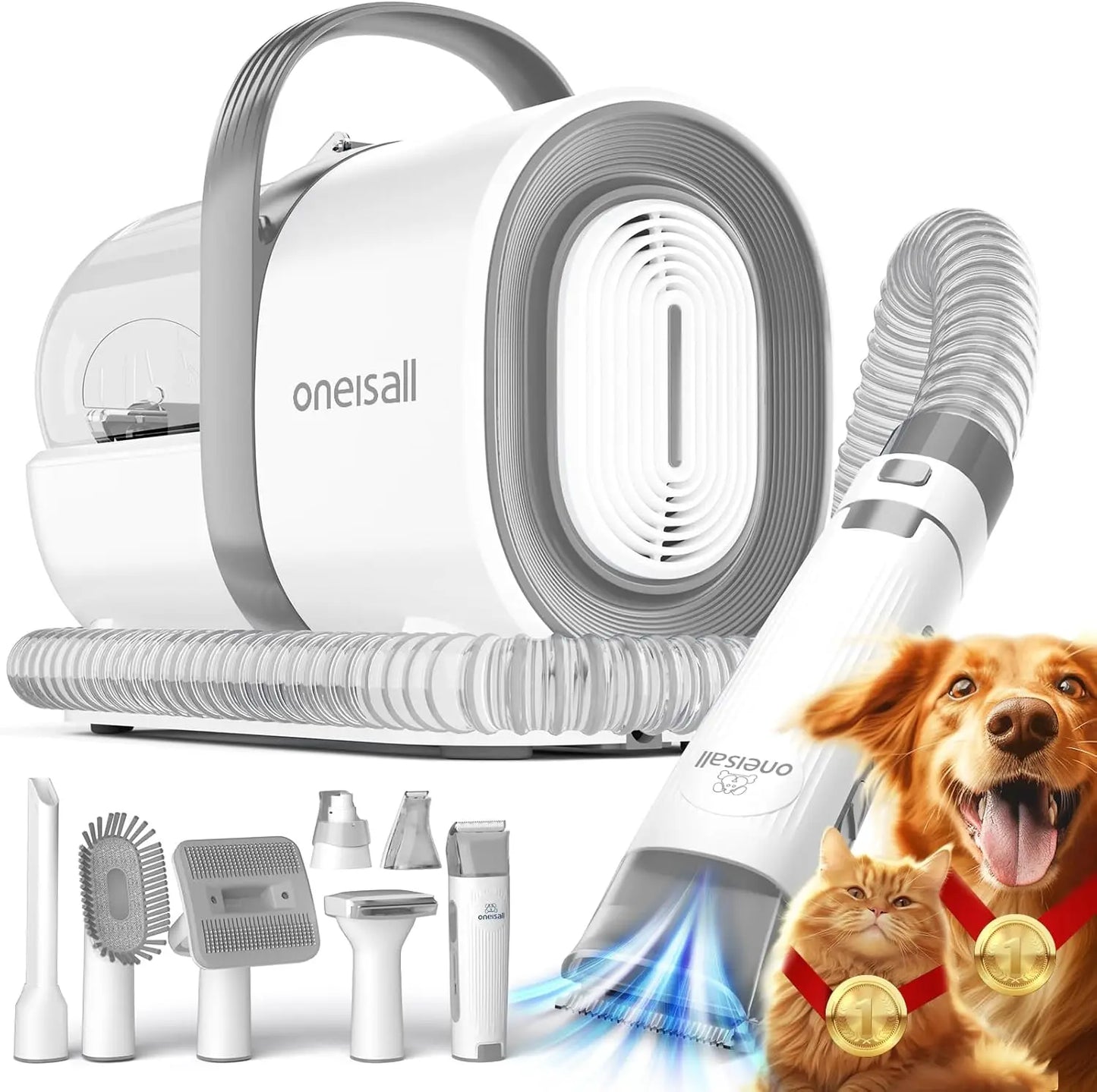 Dog Grooming Vacuum, Pet Grooming Vacuum with Clipper Nail Grinder,1.5L Dust Cup Dog deshedding Vacuum Brush with 7 Pet Grooming