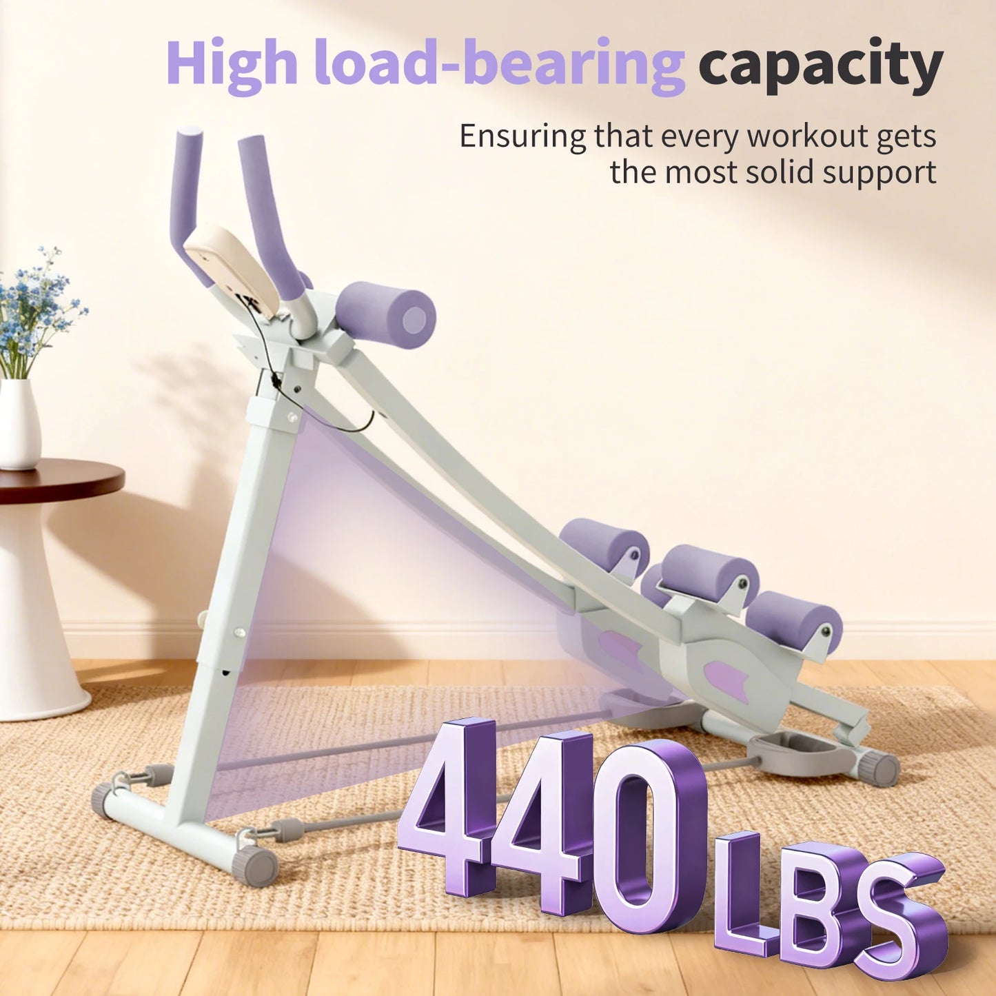 Abdominal Curling Exercise Machine Adjustable Dual Track Fitness Equipment Coaster Foldable Trainer Workout Core Ab For Home Gym