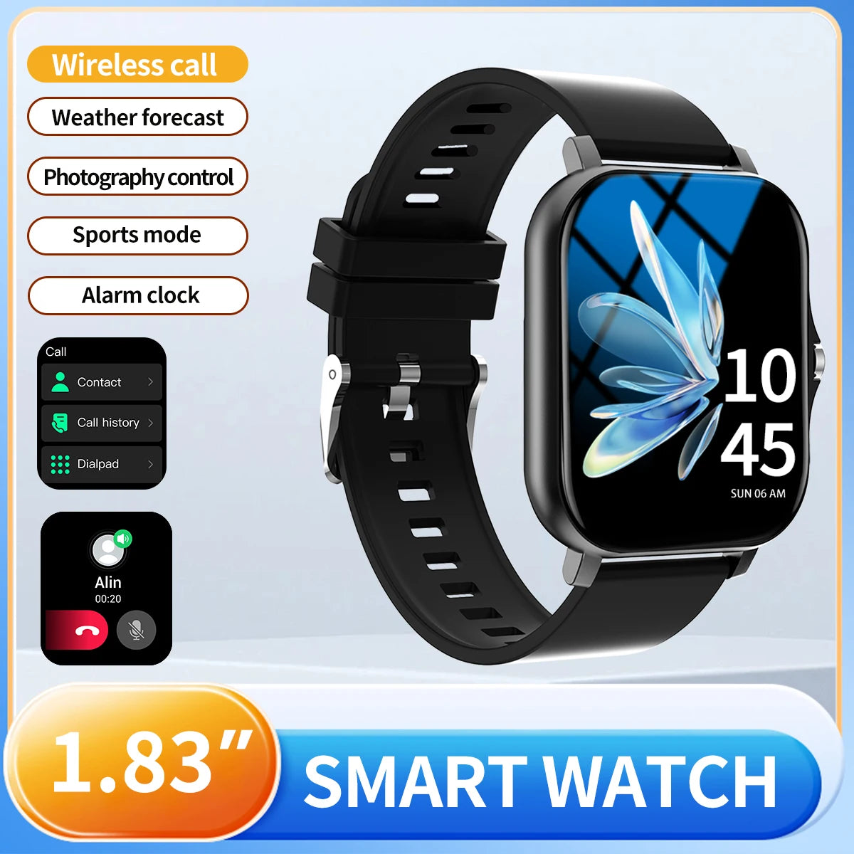 Outdoor sports smartwatch, wireless calling, information reminder, men's and women's multifunctional sports watch