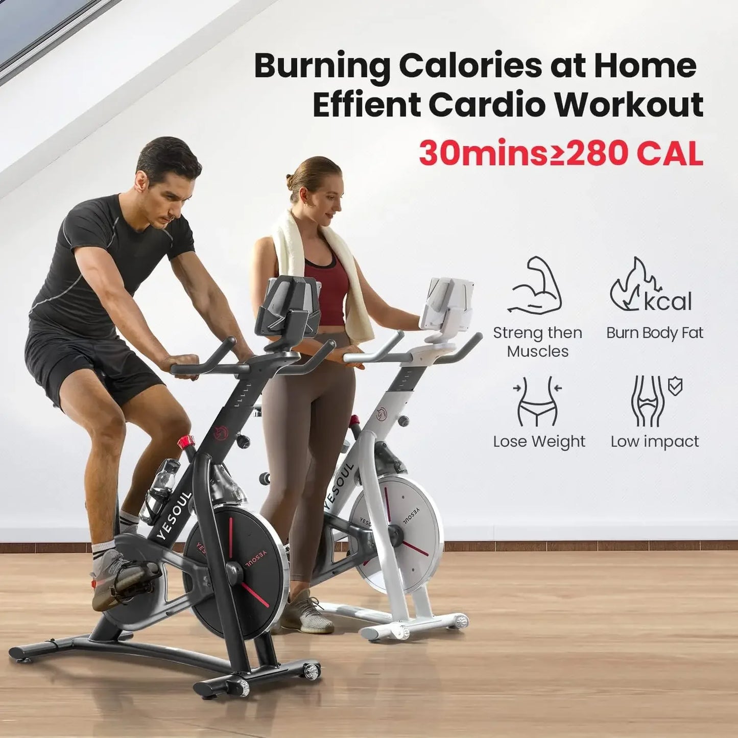 S3 Black Exercise Bike For Home Smart White Cycling Bike Magnetic Resistance For Gym Electric Stationary