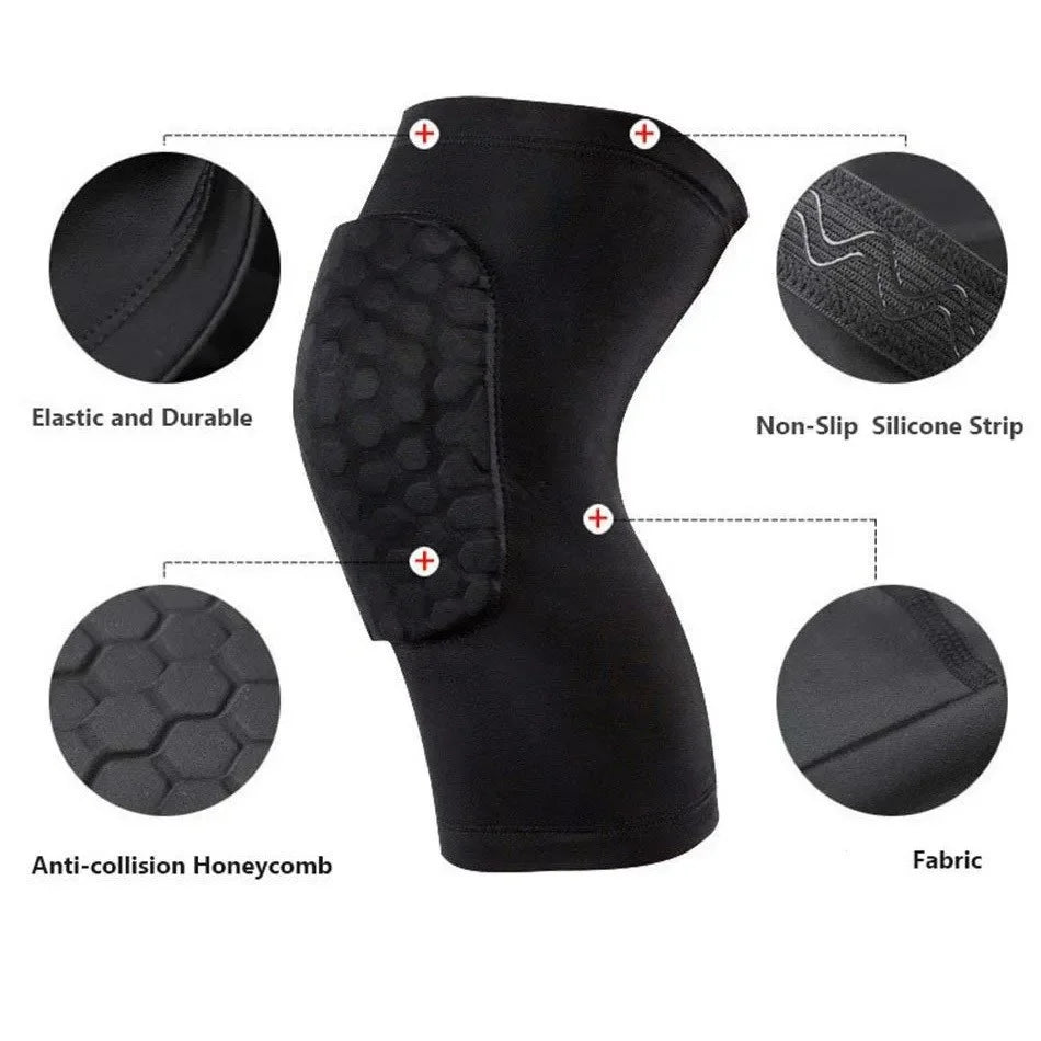 WOSWEIR Honeycomb Design Knee Pad Protector Compression Leg Sleeve for Basketball And Volleyball Knee Support Brace