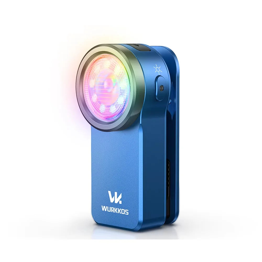 Wurkkos HD03 680LM Mini Clip Light USB Rechargeable Pocket Flashlight Spotlight/Floodlight Portable RGB Torch with Magnet
