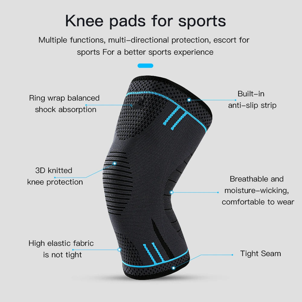 1PCS Compression Knee Support Sleeve Elastic Breathable Nylon Knee Pads Brace Gym Sports Protector Basketball Volleyball Running