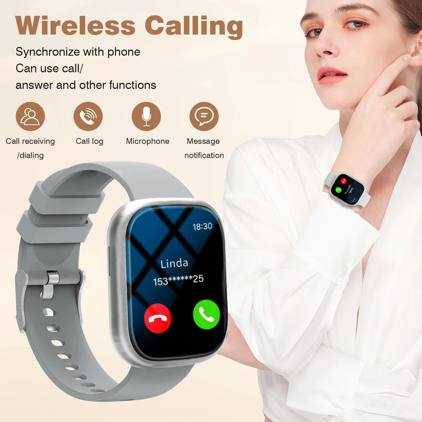 2025 New Smart Watch Bluetooth Call Message Reminder Sports Health Monitoring Men and Women Smart Watch Christmas Holiday Gift
