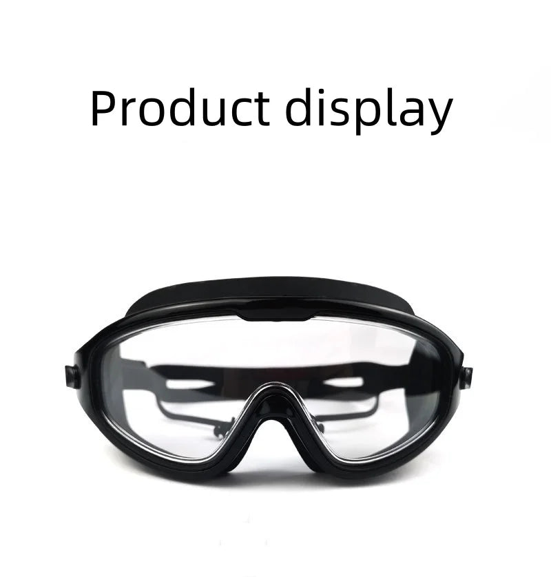 Adult Large Frame Swimming Goggles With Earplugs, Male And Female, Professional, High-definition, Anti Fog, Silicone