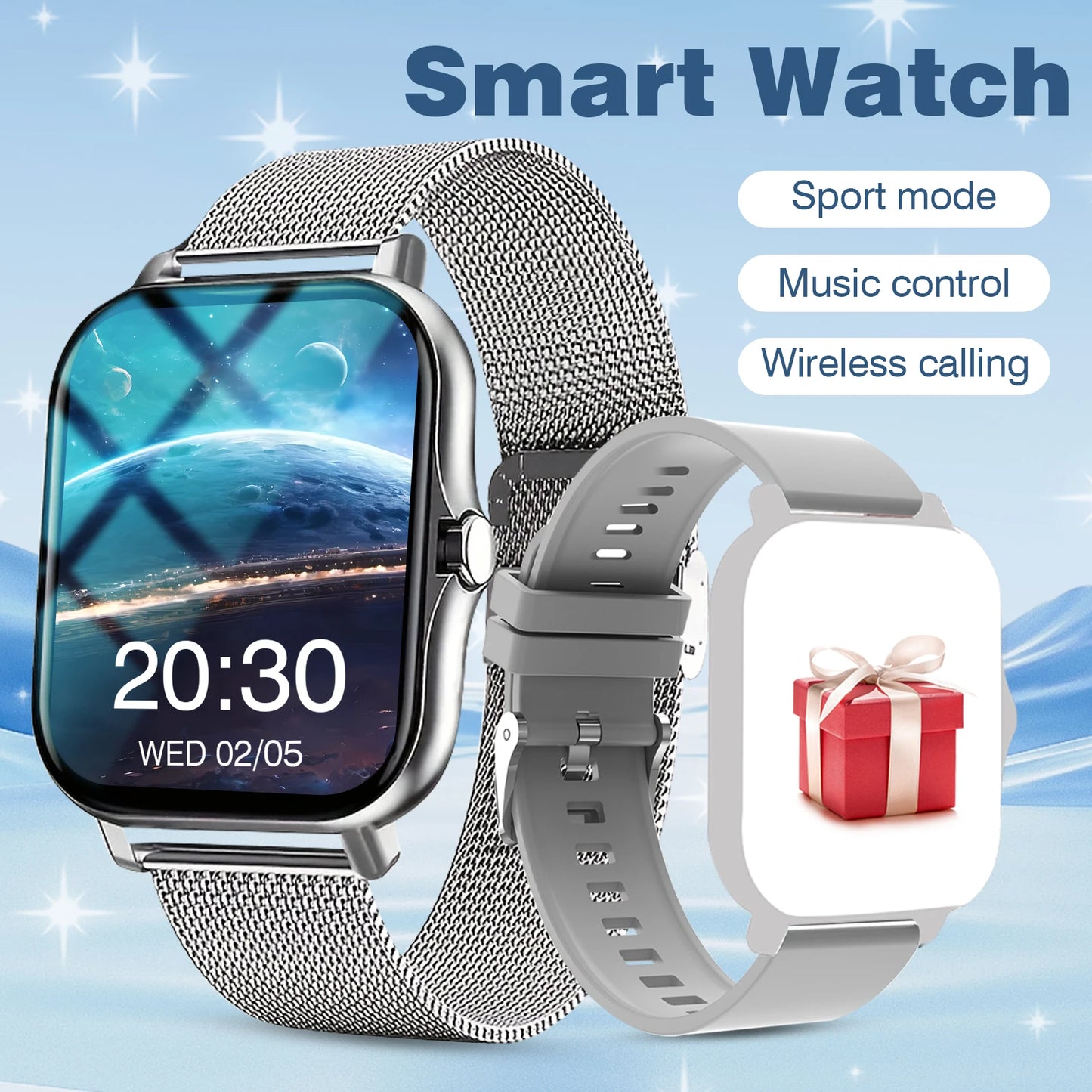 Outdoor sports smartwatch, wireless calling, information reminder, men's and women's multifunctional sports watch