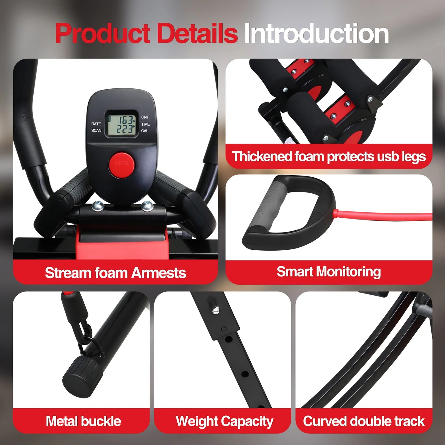 Abdominal Curling Exercise Machine Adjustable Dual Track Fitness Equipment Coaster Foldable Trainer Workout Core Ab For Home Gym