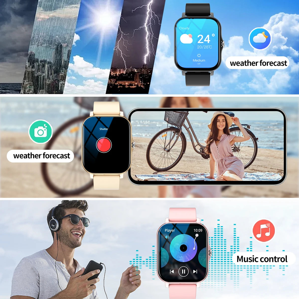 Outdoor sports smartwatch, wireless calling, information reminder, men's and women's multifunctional sports watch