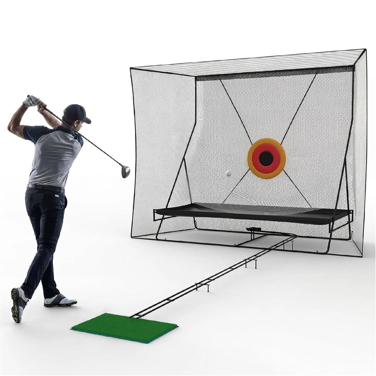 Golf Practice Cage Set with Heavy Duty Metal Frame & Carry Bag Foldable Easy Setup Practice Nets for Indoor/Outdoor Training