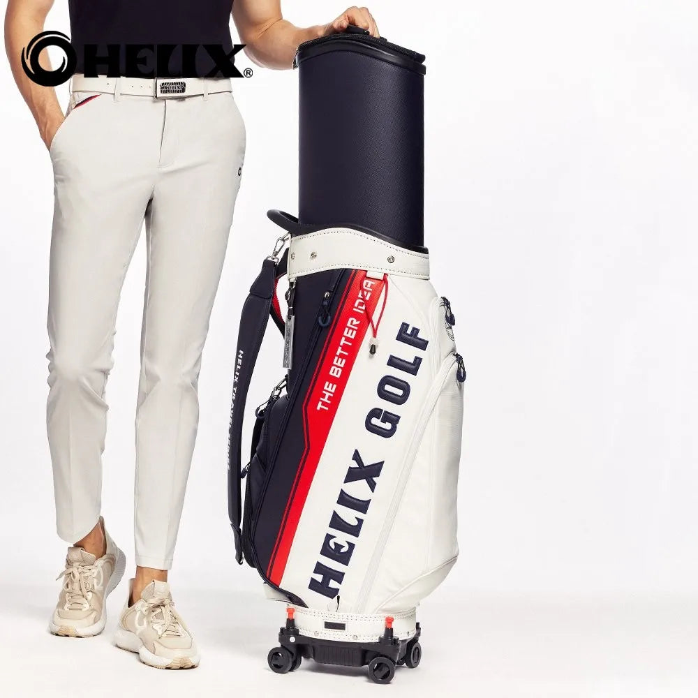 HELIX Golf Bag with Wheels for Men and Women Golf Cart Bag with Hard Retractable Cover for Protecting Clubs During Travel