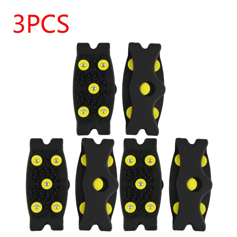 1-3Pairs 5-Stud Snow Ice Claw Climbing Anti-Slip Spikes Grips Crampon Cleats Sport Shoes Cover for Walking Hiking Boots 26-45