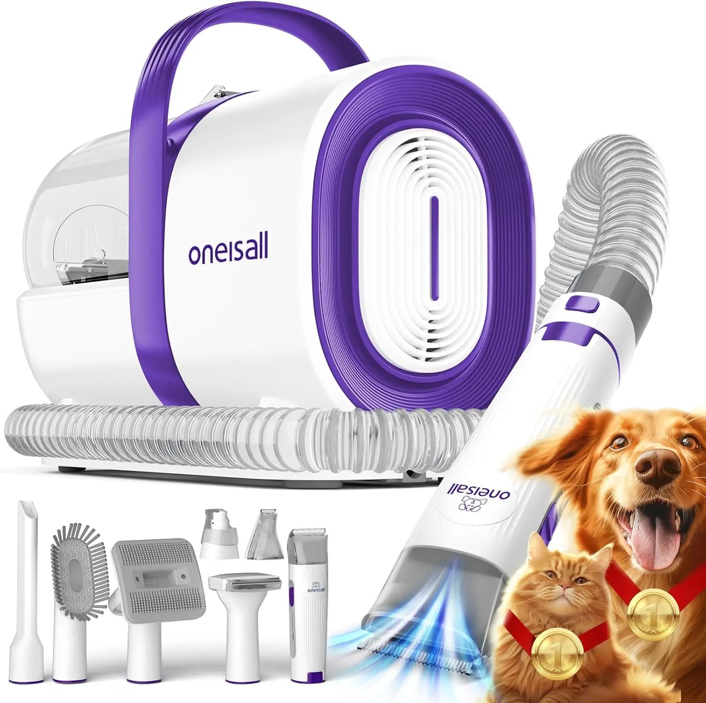 Dog Grooming Vacuum, Pet Grooming Vacuum with Clipper Nail Grinder,1.5L Dust Cup Dog deshedding Vacuum Brush with 7 Pet Grooming