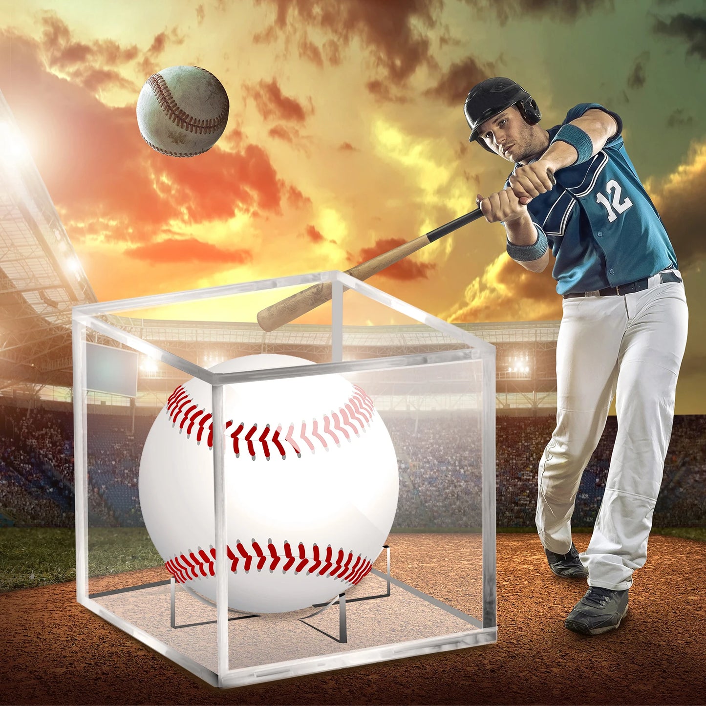 Clear Baseball Box Display Acrylic Transparent Baseball Showcase Square Dustproof UV Protection Perfit For Memorable Collection