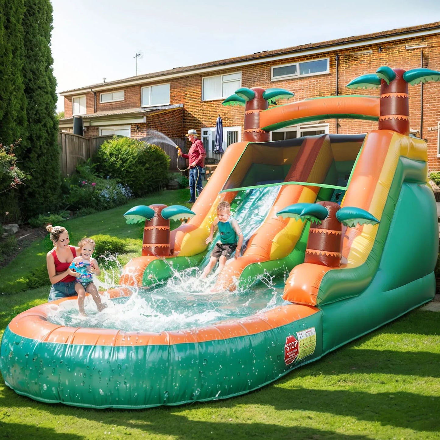 Inflatable pool Inflatable Summer Outdoor  Air Bounce Water amusement Play Equipment Inflatble Water Double Slide Bubble Ball