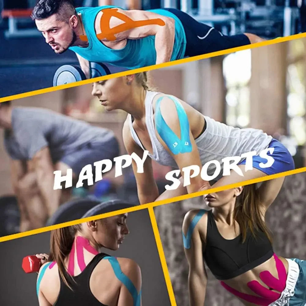 2.5cm*5m Sports Kinesiology Tape Recovery Self Adherent Bandage Wraps Waterproof Cotton Tapes for Muscle Pain Relief