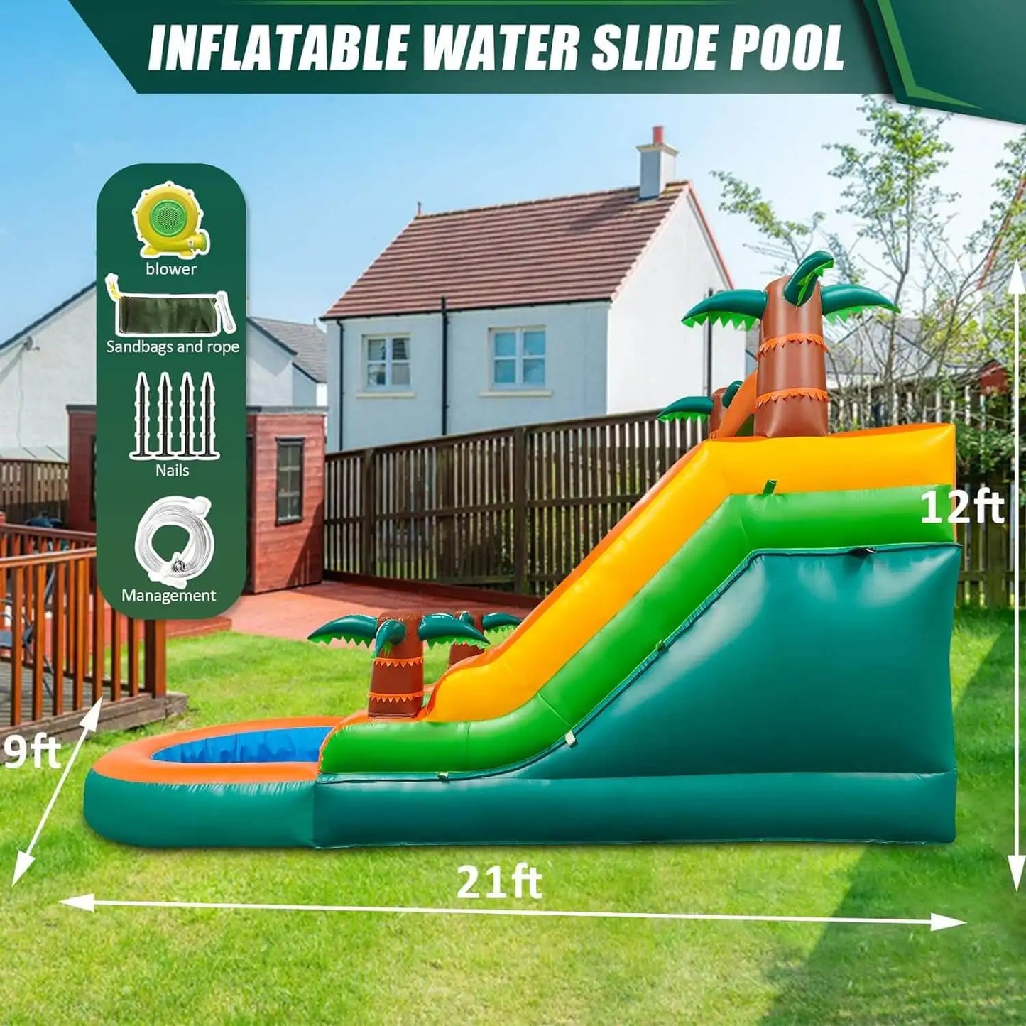 Inflatable pool Inflatable Summer Outdoor  Air Bounce Water amusement Play Equipment Inflatble Water Double Slide Bubble Ball