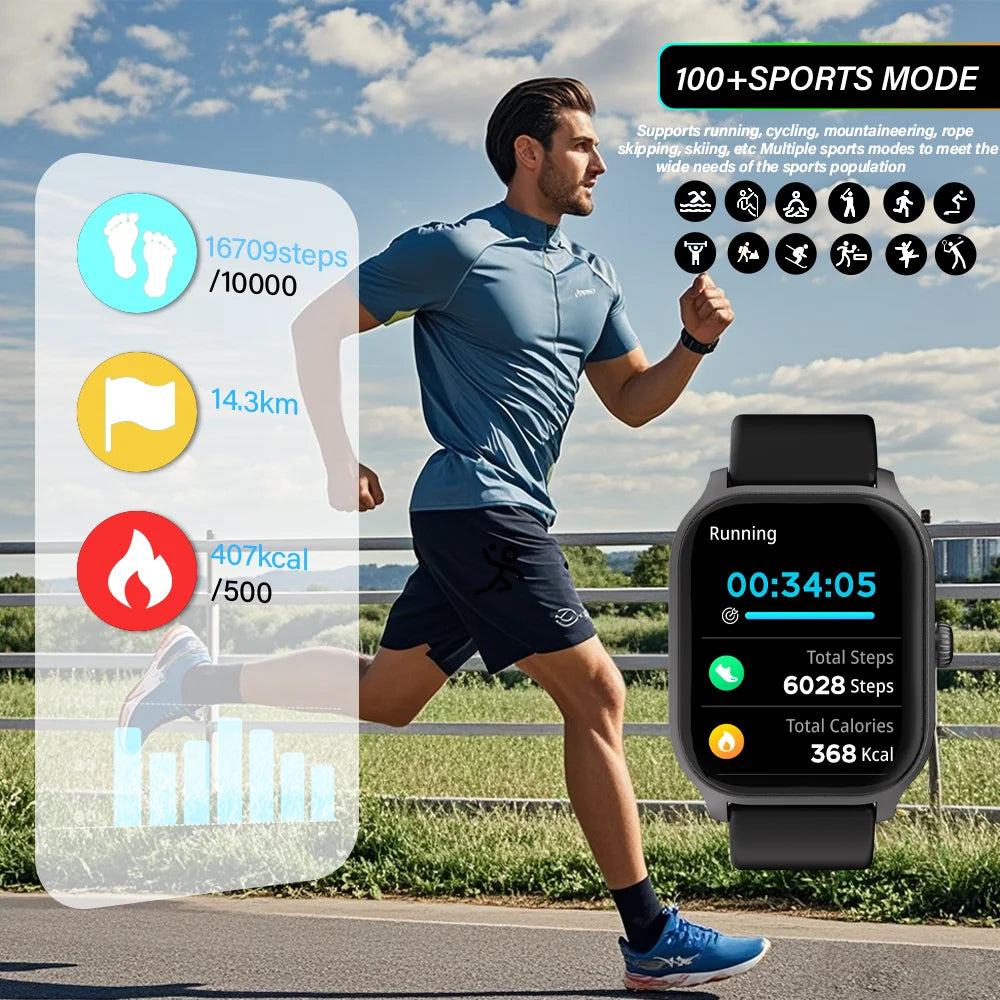 LAXASFIT 2025 New Smart Watch Bluetooth Call Men Women Watch Voice Assistant 100+ Sports Smart Watch for Android IOS