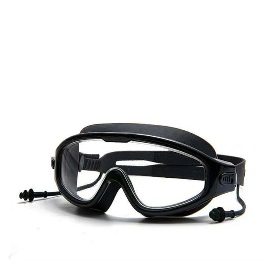 Adult Large Frame Swimming Goggles With Earplugs, Male And Female, Professional, High-definition, Anti Fog, Silicone
