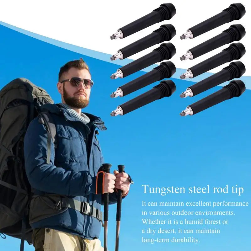 10Pcs Tungsten Carbide Tip Trekking Pole Nordic Walk Stick Cane Climb Replacement Alpenstock Outdoor