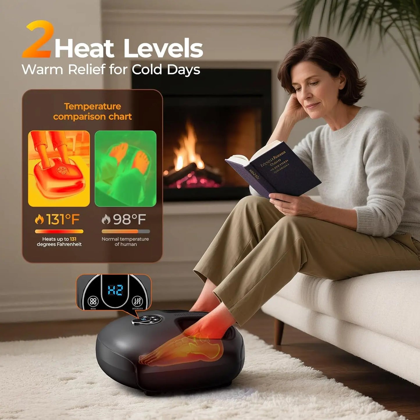 Shiatsu Foot Massager Heat Compression Vibration 4 Modes 5 Intensities Home Spa Gift Fully Wrapped Foot Care Health Machine