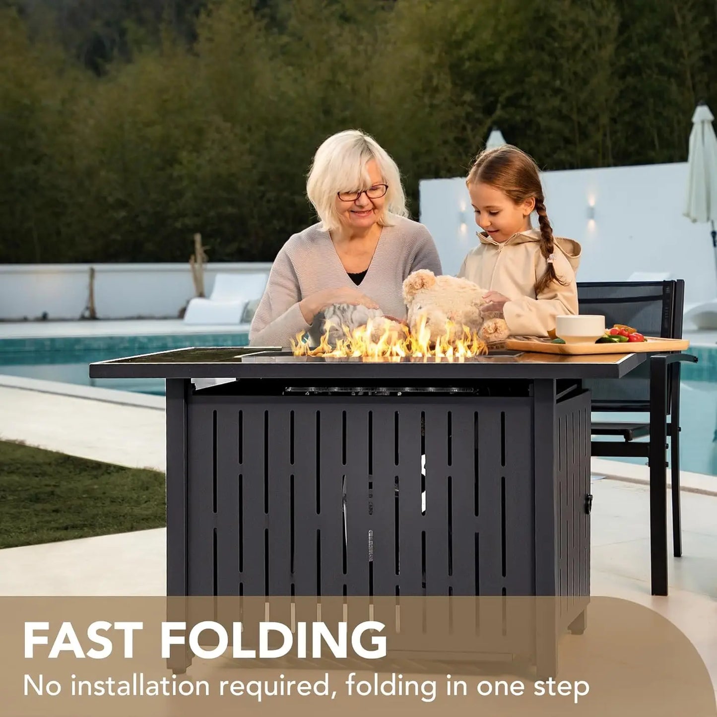 43 inch Propane Gas Fire Pit Table Outdoor 50,000 BTU Auto lgnition Patio Propane Gas Firepit with Tempered Glass, Customized
