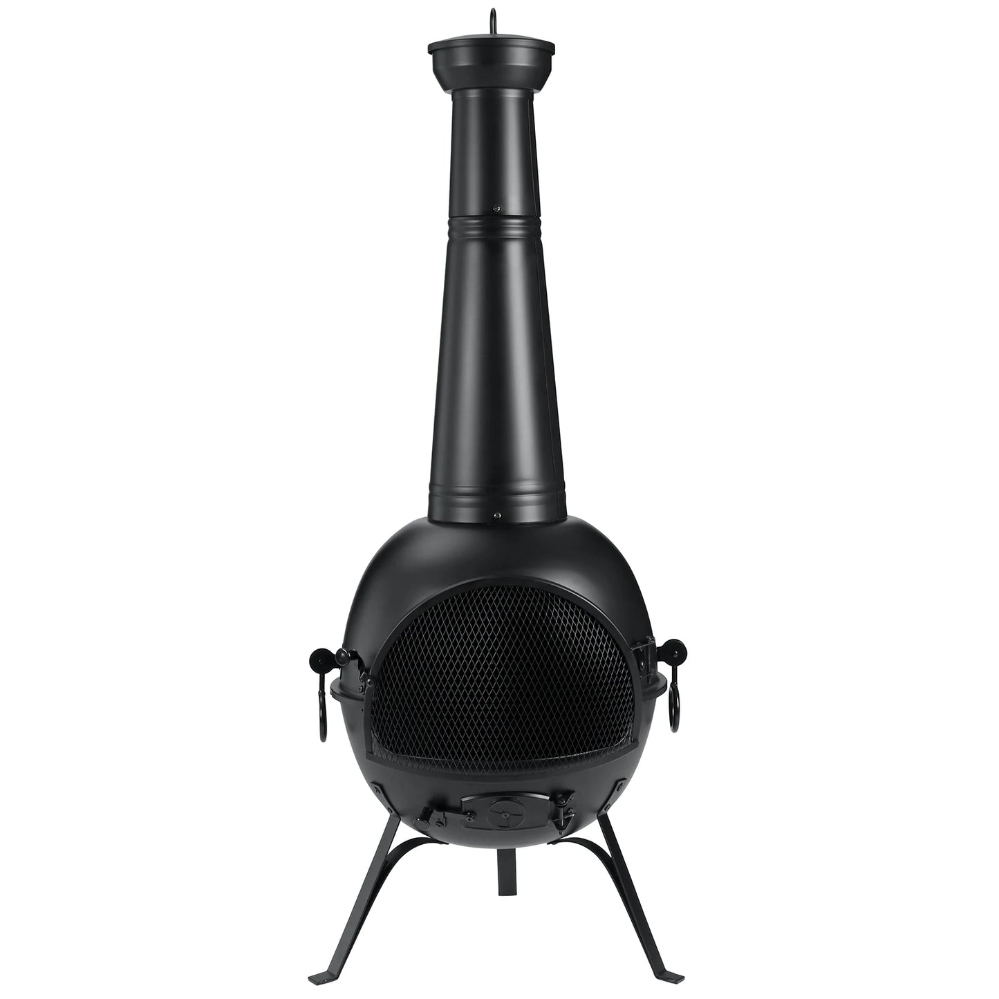Fire Outdoor Chiminea Fireplace Deck or Patio Backyard Wooden Fire Pit with Chiminea Cover Rust-Free Iron Black