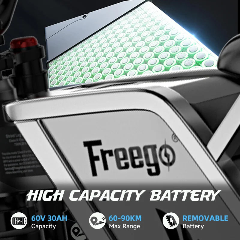 Freego X2 Pro Electric Motorcycle for Adults 6000W Motors 1800wh Lithium Battery 7 Speed 50MPH Off Road Ebike + 2 Year Warranty