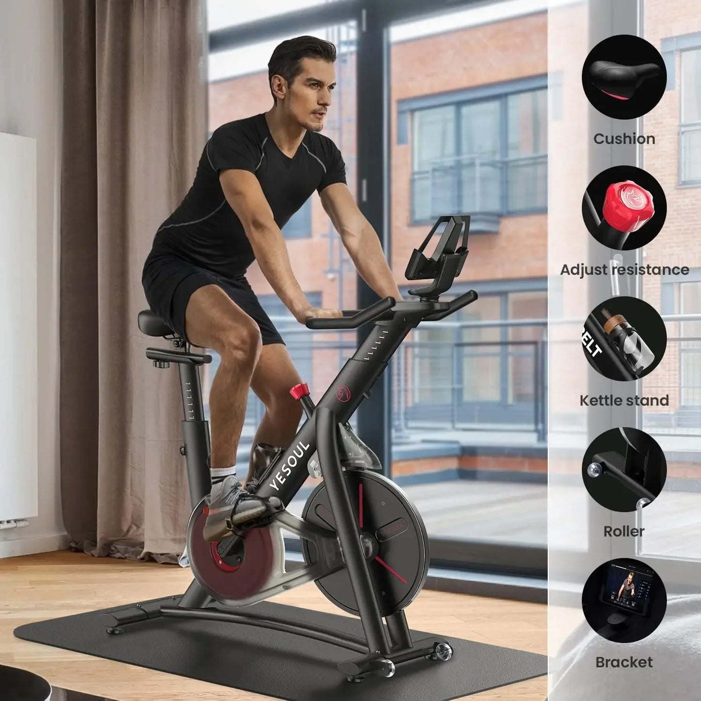 S3 Black Exercise Bike For Home Smart White Cycling Bike Magnetic Resistance For Gym Electric Stationary