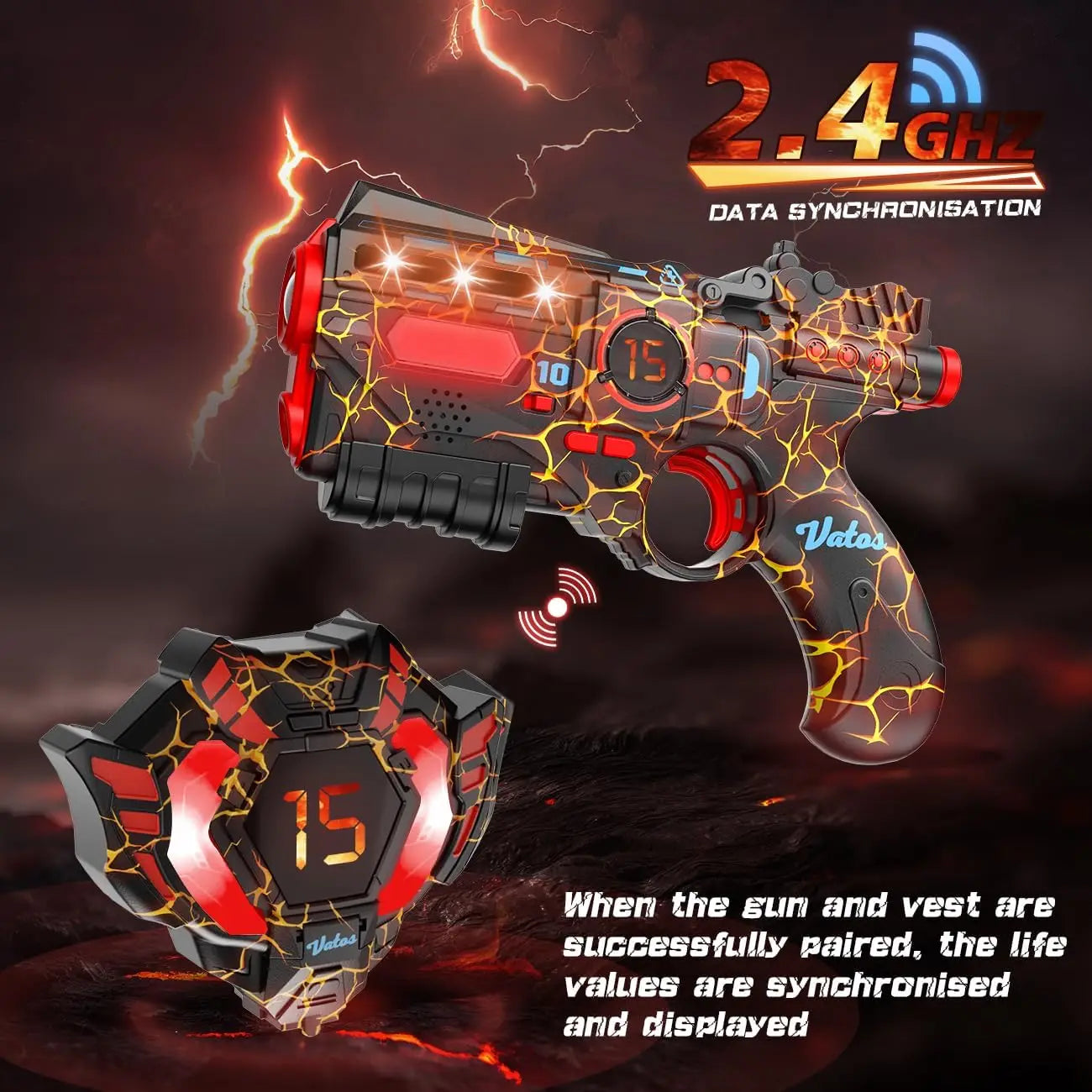 VATOS Kids Christmas Party Gifts Toy Team Play Battle Shooting Game Indoor Outdoor Boys Guns Rechargeable Infrared Laser Tag Set