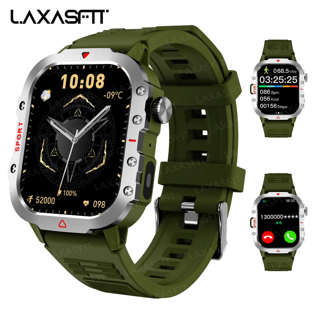 LAXASFIT Smart Watch Bluetooth Voice Call Smart Watch with LED Flashlight Health Monitor Outdoor Sports Smart Watch