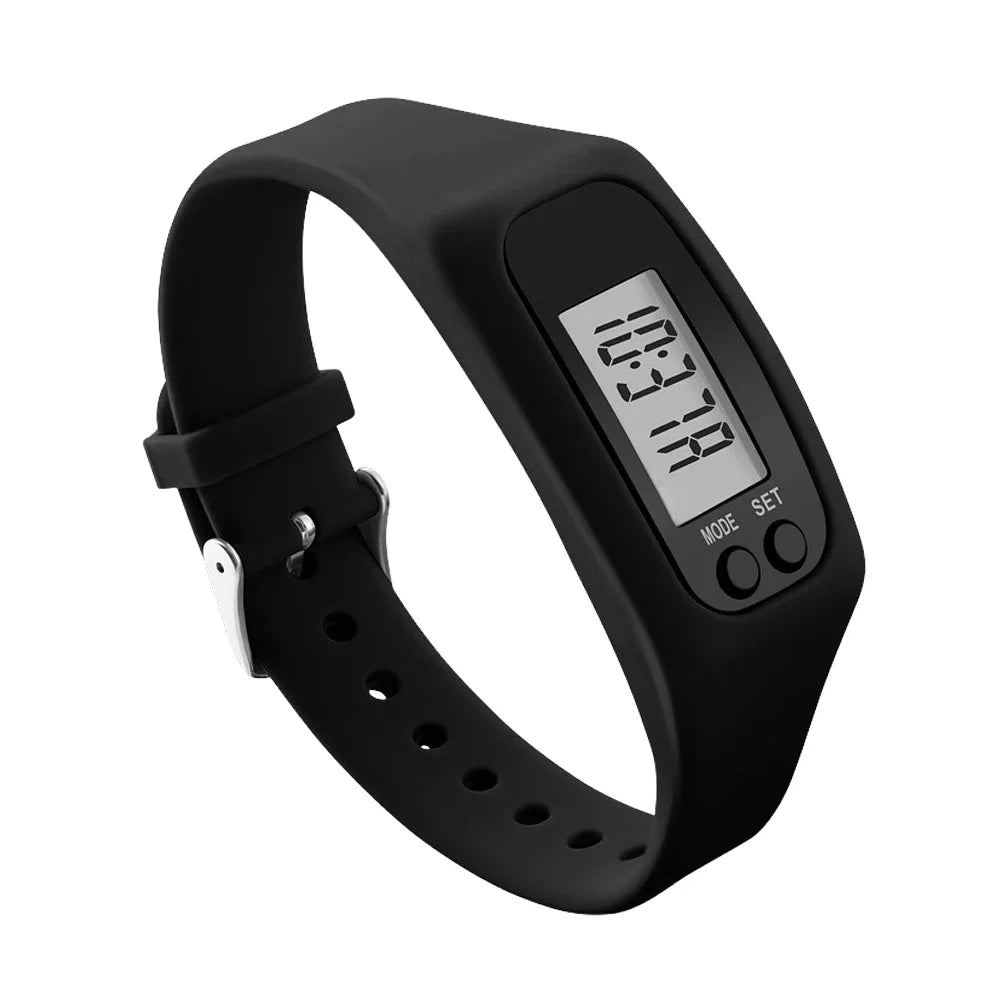 LED Pedometer Bracelet Wrist Calorie Counter 12/24H Time Display Step Counter Watch Multi-Function Fitness Watch for Adults Kids