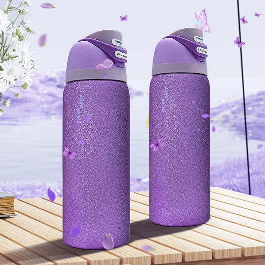OwaIa diamond violet color,32OZ/945ml outdoor sports water bottle, double-layer vacuum insulated portable drinking cup
