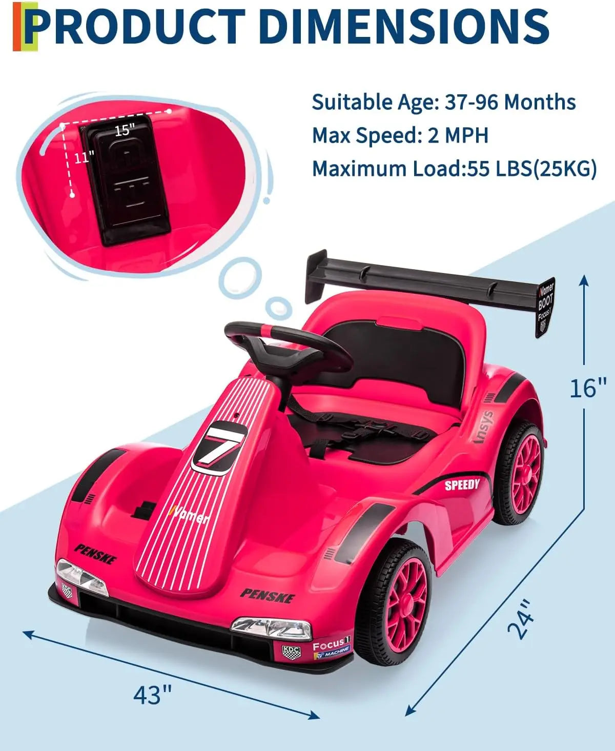 Kids Go Kart, Electric Ride On Drift Kart with Dual Motors,LED Lights, Safety Belt,Battery Powered Outdoor Ride On Racing Toy