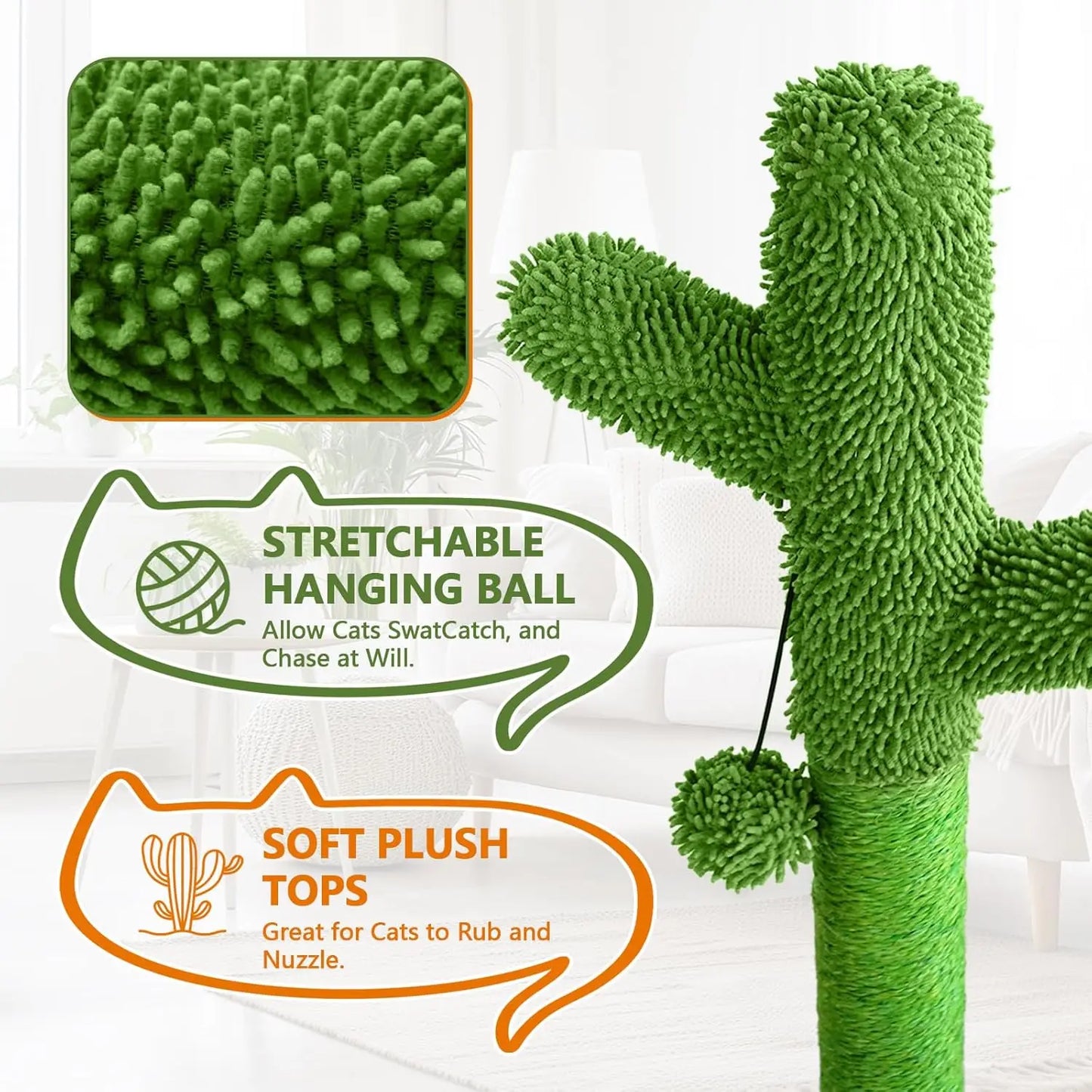 2025 New DIY Cactus Cat Scratching Post with Brush & Ball Toy | Modular Sisal Scratcher for Indoor Cats