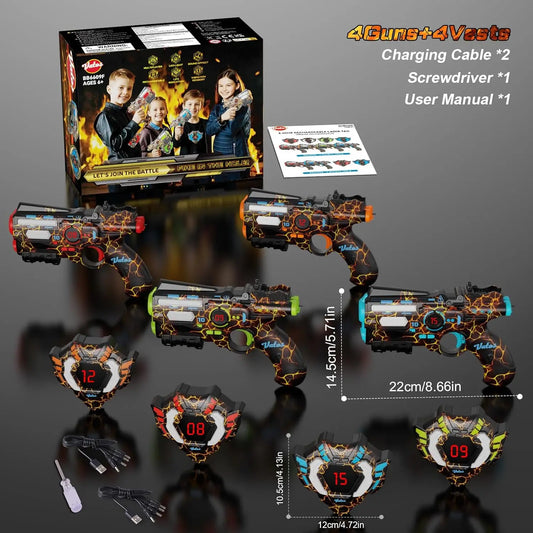 VATOS Kids Christmas Party Gifts Toy Team Play Battle Shooting Game Indoor Outdoor Boys Guns Rechargeable Infrared Laser Tag Set