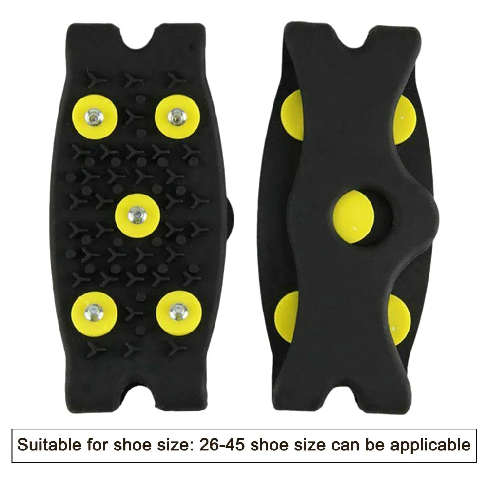 1-3Pairs 5-Stud Snow Ice Claw Climbing Anti-Slip Spikes Grips Crampon Cleats Sport Shoes Cover for Walking Hiking Boots 26-45