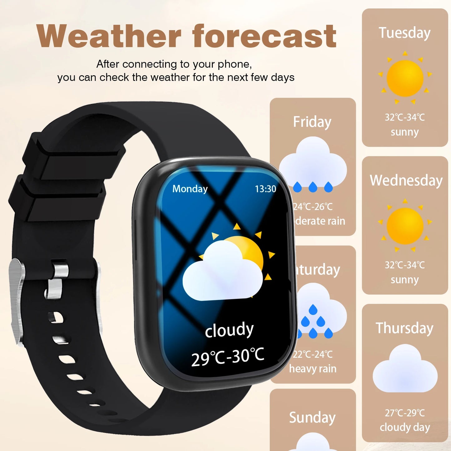 2025 New Smart Watch Bluetooth Call Message Reminder Sports Health Monitoring Men and Women Smart Watch Christmas Holiday Gift