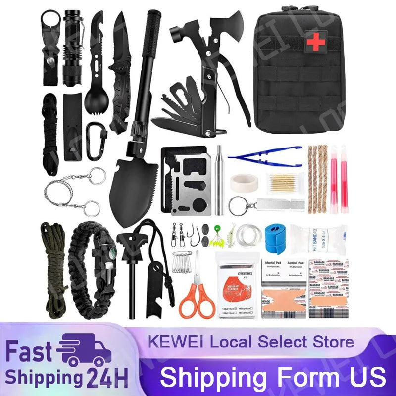 Outdoor Supplies Camping Emergency Equipment Camping Survival Tool Set Multifunctional SelfDefense Supplies First Aid Kits