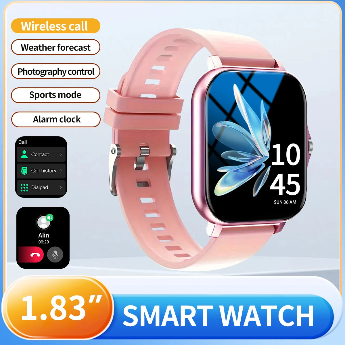 Outdoor sports smartwatch, wireless calling, information reminder, men's and women's multifunctional sports watch