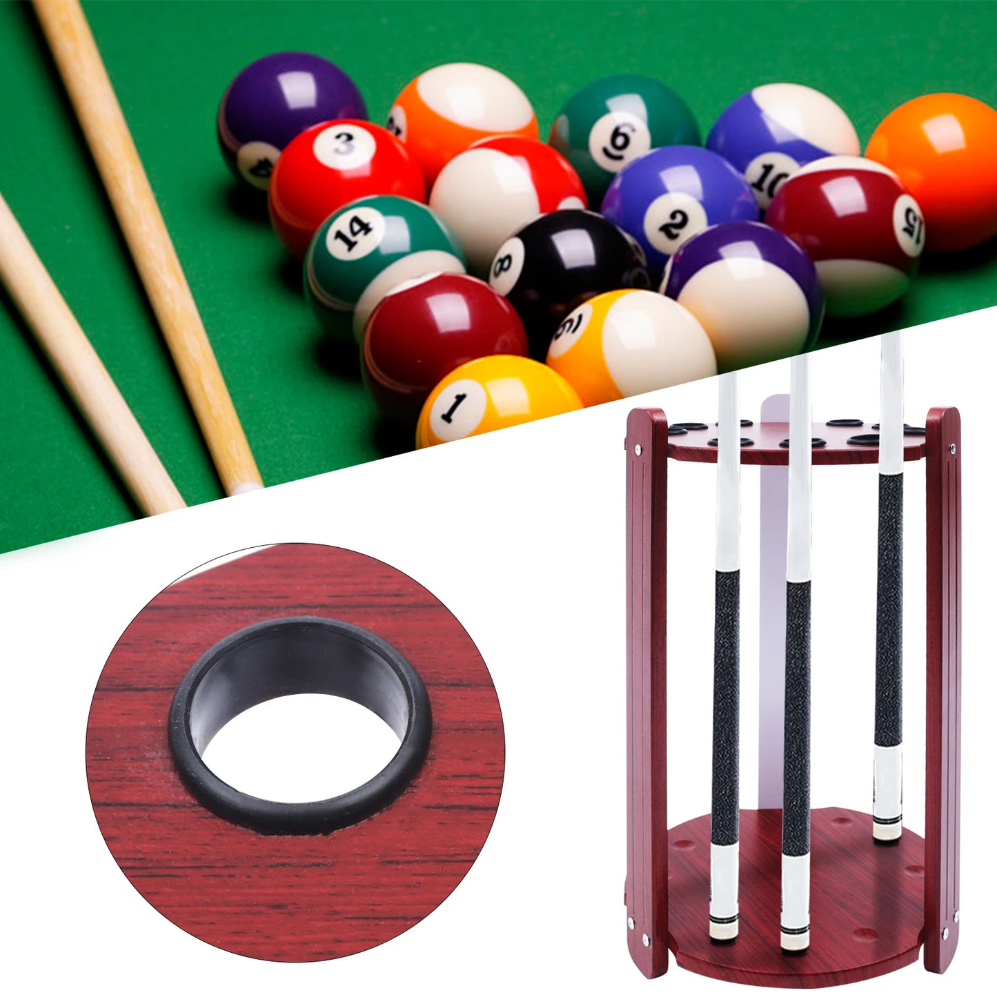 Ball Cue Rack or Holder Fit for Storing Billiard Cues Golf Clubs Fishing Rods Hiking Pole Used in the Home Club Bar and Gym