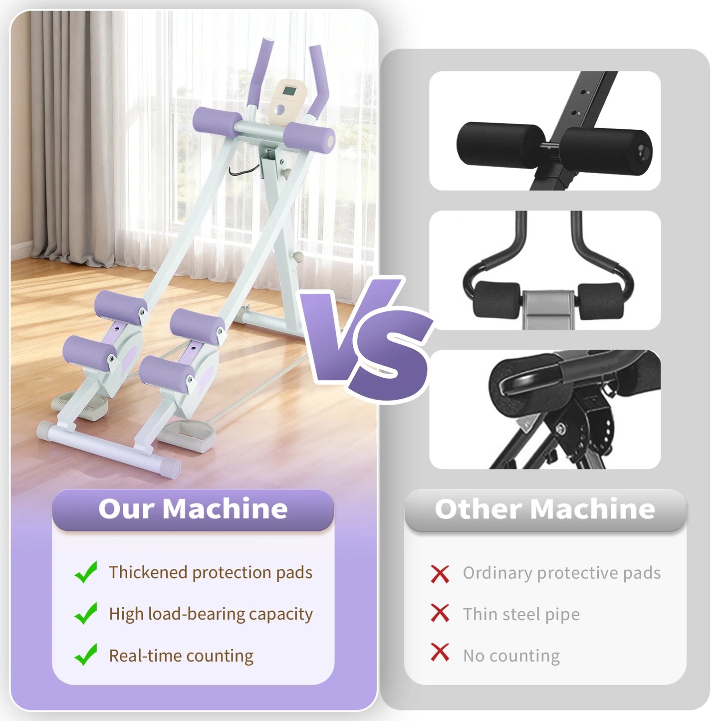 Abdominal Curling Exercise Machine Adjustable Dual Track Fitness Equipment Coaster Foldable Trainer Workout Core Ab For Home Gym