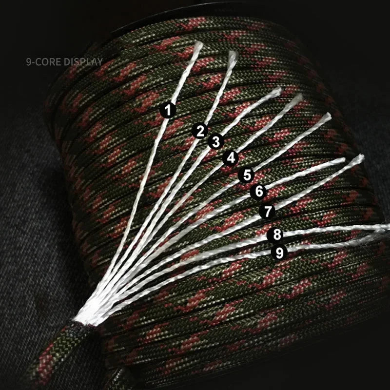 9-Core 650lb Paracord 5/15/31m Dia 4mm Military Tactical Survival Parachute Rope For DIY Making Lanyard Bracelet Dog Collar Tent