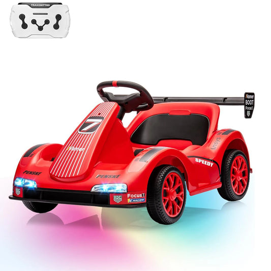 Kids Go Kart, Electric Ride On Drift Kart with Dual Motors,LED Lights, Safety Belt,Battery Powered Outdoor Ride On Racing Toy