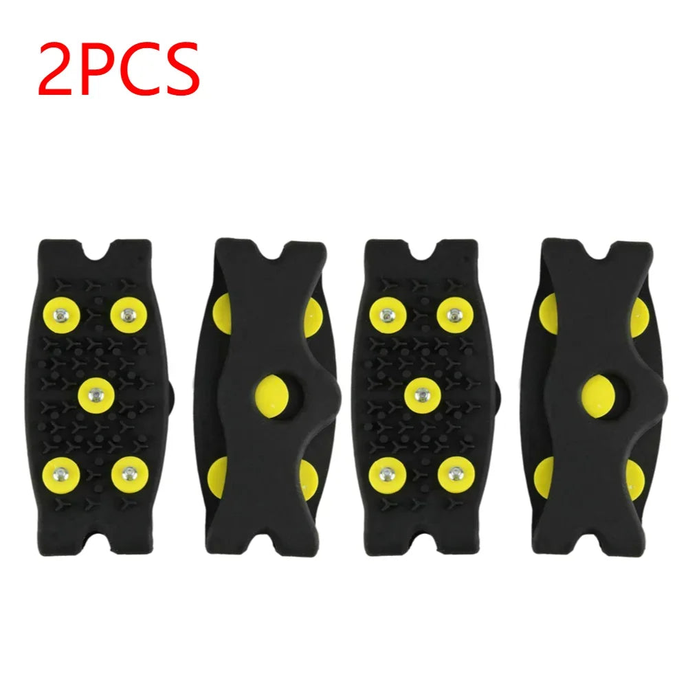 1-3Pairs 5-Stud Snow Ice Claw Climbing Anti-Slip Spikes Grips Crampon Cleats Sport Shoes Cover for Walking Hiking Boots 26-45